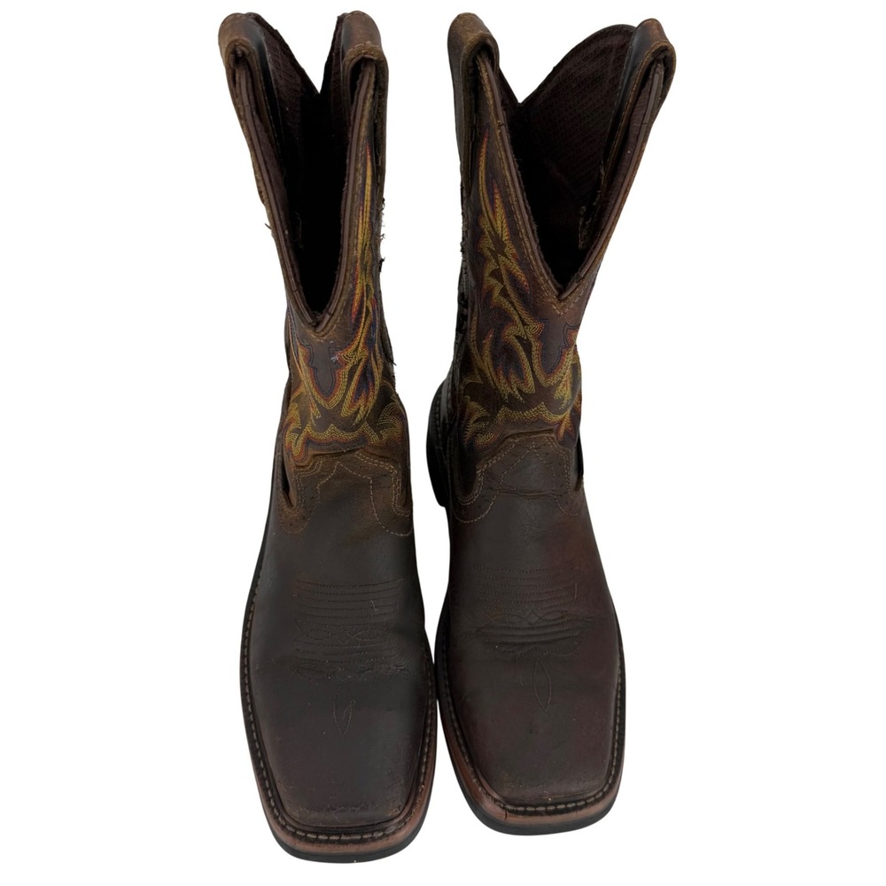 Justin Steel Toe Western Ranch Cowgirl Work Boots Brown Leather Womens 6B - Picture 7 of 13